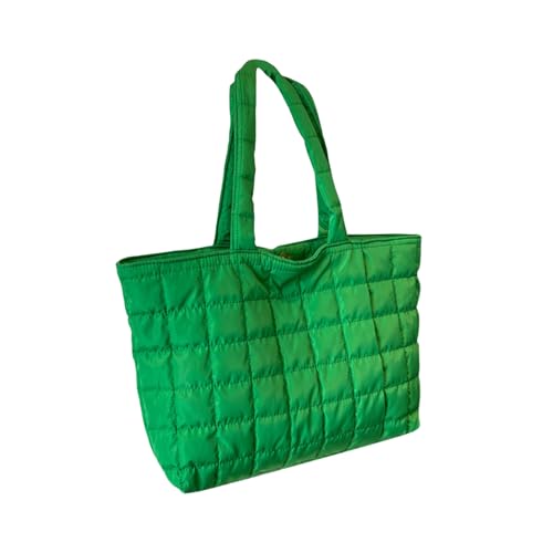 Women Puffer Tote Bag, 15×11 Inches Solid Color Quilted Shoulder Bag Trendy Handbag for Travel, Work or Party