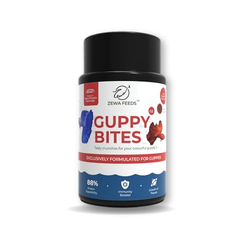 Image of Guppy Bites 45g | High Protein Fish Food for Guppy & Small Fish | Micro Pellets 0.3-0.6 mm | 88% Digestibility | Rapid Growth & Vibrant Color