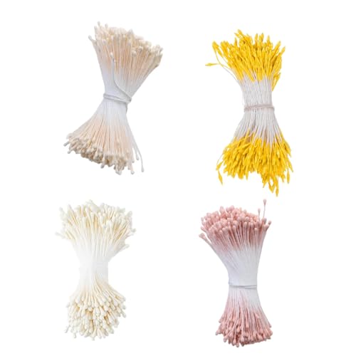 Bestevery 1600 Pièces Pistil D'Étamines, Étamine De Floraux à Double Tête, Double Têtes Fleur Étamine, Perle Fleur Étamines, pour La Fabrication De Floraux, Fête De Bricolage Décoration Artisanale