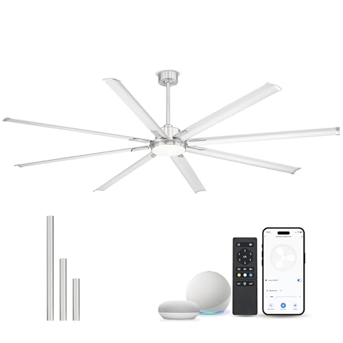 Image of 96 Inch Industrial Ceiling Fan with Light, Aluminum Blades