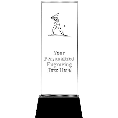 Crown Awards 8.5" Baseball Batter Radianz Light Up Crystal Award, Customized Baseball Batter Crystal Trophy, Add Your Own Personalized Engraving