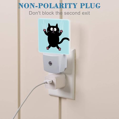 Image of Cartoon Black Cat Claw Scratch Glass Night Light for Kids, LED Night Light Plug into Wall with Dusk to Dawn Sensor for Girls Boys Women Room Decor,Hallway,Kitchen,Bathroom,Nursery,Stairs