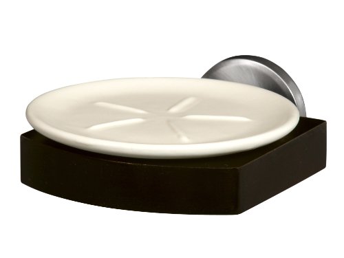 Bisk 00970 Madagaskar Ceramic Soap Dish in Brushed Nickel, 11 x 13.5 x 5.4 cm