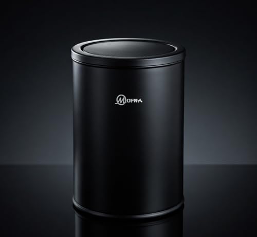 Image of mofna Stainless Steel Swing lid dustbin, Garbage Bin, Trash Can, with removable lid For Home, Kitchen, Bathroom, Office & Commercial Use - 12x28 In -60 Liter, Black, Pack of 1