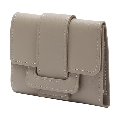 1Pcs Simple Wallet 3-Fold Solid Drawstring Card Case PU Leather Silver Gray 11x9cm2