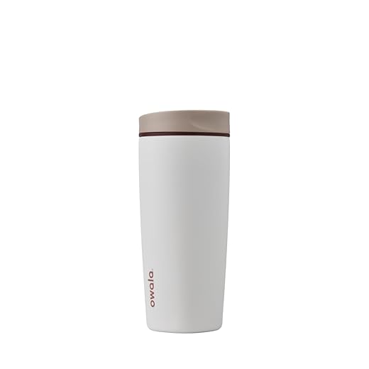 Owala SmoothSip Slider Insulated Stainless Steel Coffee Tumbler, Reusable Iced Coffee Cup, Hot Coffee Travel Mug, BPA Free 20 oz, Vanilla Bean