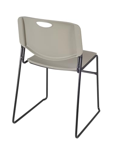 Image of Regency Kobe 84 x 24 in. Mobile T-Base Training Table- Neo Walnut, 2 Zeng Stack Chairs- Grey