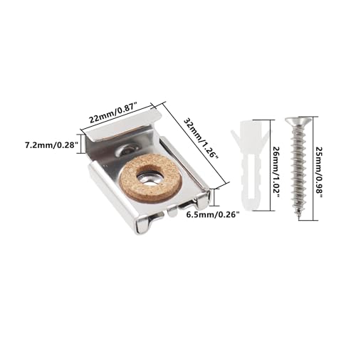 Image of Metal Mirror Clip,ULIFESTAR SUS304 Wide Channel Mirror Hanger Clip,Large Mirror Retainer Clip,Heavy Frameless Mirror J-channel Mount Wall Clips with Screw Spring Loaded Mirror Hanger Clip 12PCS