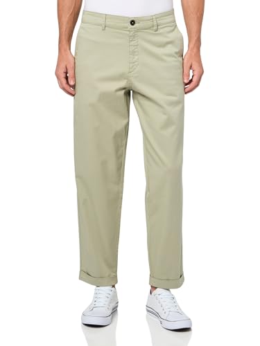 BOSS, Chino Turn Up Twill Trousers, Moss Green, 3832
