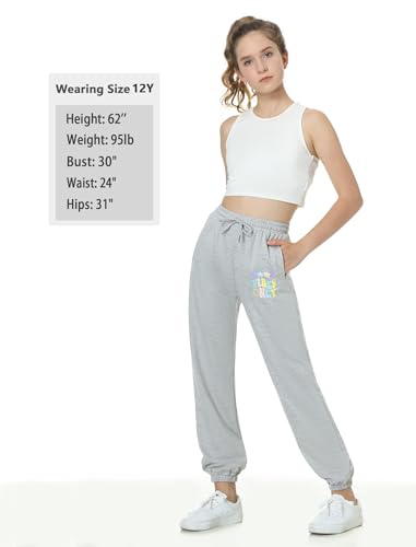 Image of EXARUS 3 Pack Girls Sweatpants Joggers Teen Sweat Pants Wide Leg | Tween Baggy Casual Preppy Pockets High Rise Elastic Waist School Sports Trendy Clothes Kids Youth Junior 6-14Y
