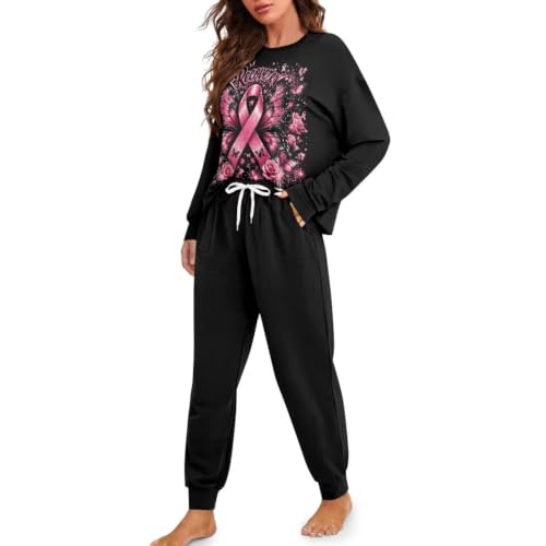 Image of Womens Pajama Sets 2 Piece Pjs Lounge Sets Long Sleeve Sleepwear Crew Neck Pullover Top with Long Pants