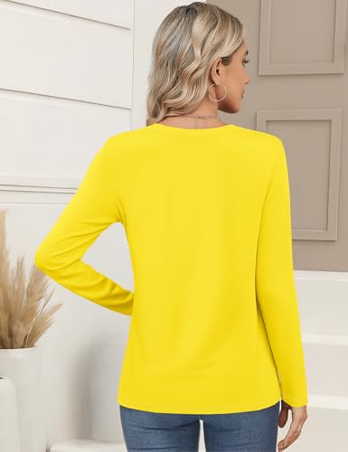 YUCOLEN Women's Cotton Long Sleeve Shirts Crewneck Cotton Basic T-Shirt Solid Color Soft Comfy Casual Tops Tees for Women3