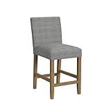 HomePop Home Decor | Classic Counter Height Bar Stools | 24 Inch Bar Stools | Decorative Home Furniture, Sage Mini Gray Grid Pattern