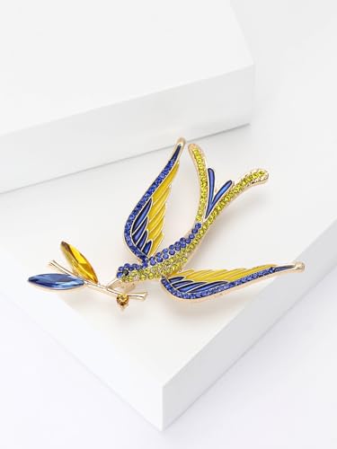 Image of Fashionable Peace Dove Brooch for Women Ukrainian Wheat Ear Brooch Dress Suit Pin Accessories