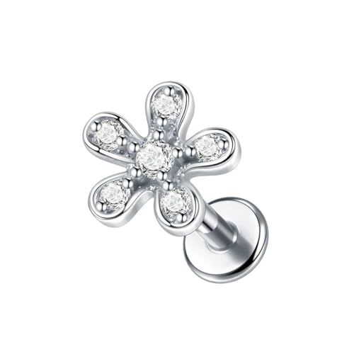 New 2026 1Pc Stainless Ear Piercings Helix Earrings Flower Tragus Pirsing Flat Back Stud Cartilage For Women Conch Jewelry Fashion Trendy Accessories Creative Gift