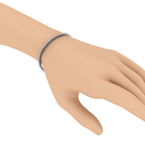 Image of 1 to 6 Carat Prong Set Round Cut Natural Diamond Tennis Bracelet for Women in 14K Gold (7 Inch) (I1-I2 Clarity)