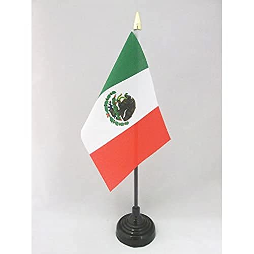 AZ FLAG - Tischflagge Mexiko - 15x10 cm Goldene Splitze - Mexikanische Tischfahne 10 x 15 Cm - Flaggen