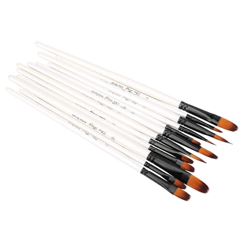Haofy Juego de 12 Pinceles de Dibujo, Tubos de Aluminio Galvanizado, Pinceles Artísticos de Pelo de Nailon para Pintura Al óleo de Acuarela para Niños y Estudiantes (Punta de la Lengua)