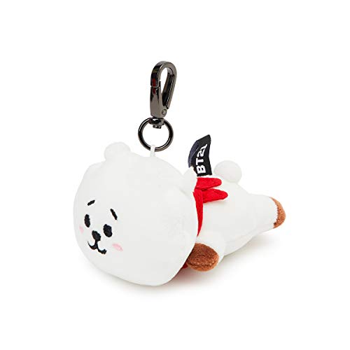 BT21 Lying RJ Character Soft Plush Stuffed Animal Keychain Key Ring Bag Charm, White