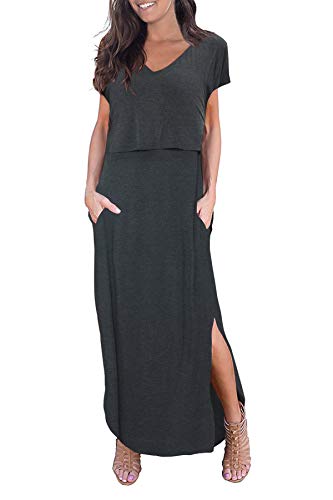 Image of Smallshow Women's Maternity Nursing Dresses Split Long Dress for Breastfeeding