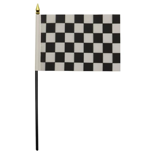 AZ FLAG - Tischflagge Zielflagge Schwarzes Und Weisses - 15x10 cm Goldene Splitze - Schwarz-Weisse Rennflagge Tischfahne 10 x 15 Cm - Flaggen