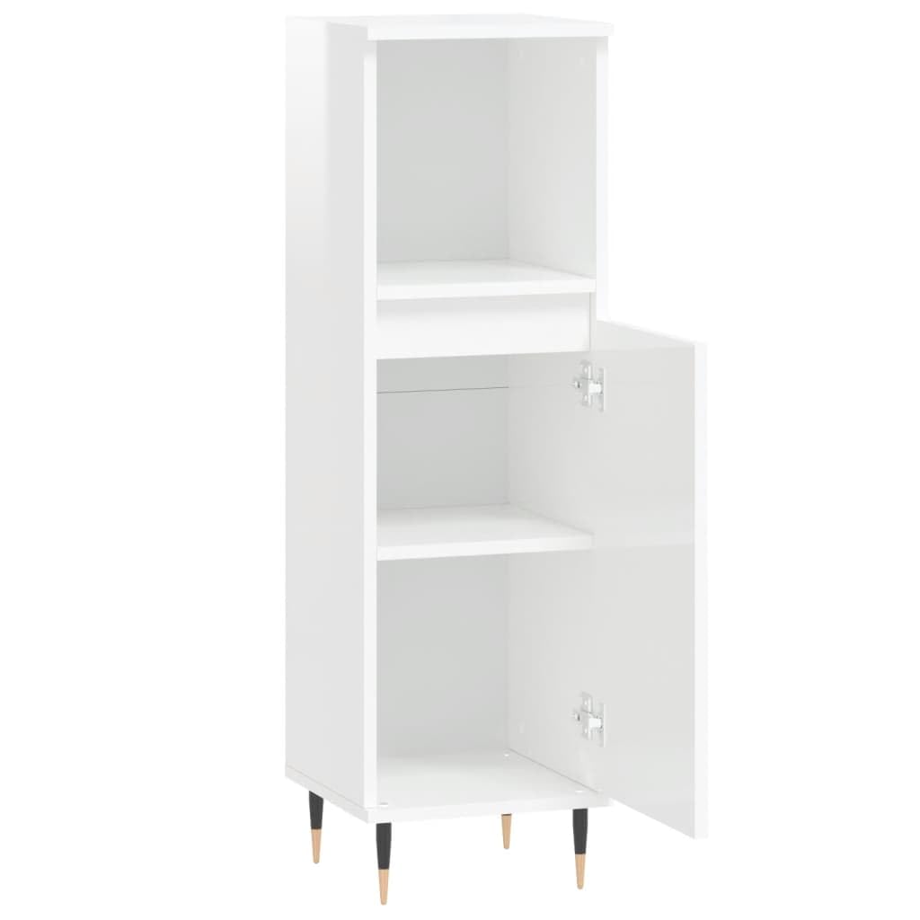 Mobile da bagno Select-Mobile da bagno in legno laccato bianco 30 x 30 x 100 cm