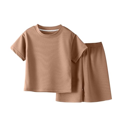 Sportbekleidung Kinder, Jogginganzug Mädchen, Bekleidungssets für Jungen Zweiteiler Sommer Outfit Kurzarm T-Shirt und Kurze Hose Schnelltrocknendes Mesh-Set Einfarbig Kinderkleidung Sportkleidung