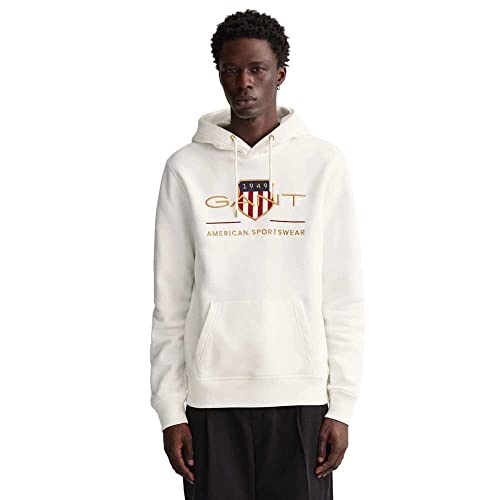 GANT Herren Archive Shield Hoodie Kapuzenpullover, Eggshell, M