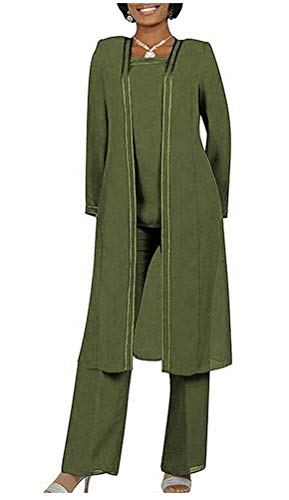 Women's 3 PC Chiffon Pants Suits Mother's Outfit for Wedding Plus Size Evening Gowns Dress Suit