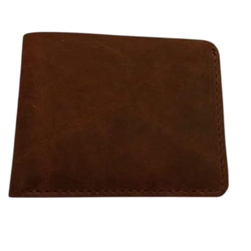 Genuine Leather Wallet,Men's Minimalist Bifold Wallet Card Slots Genuine Leather Vintage Brown Slim Wallets (Light Brown)