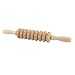 uxcell Wooden Handle Plastic Wheel 9 Rollers Belly Health Massager
