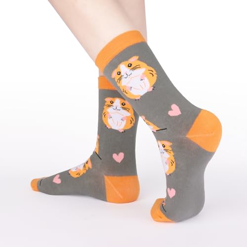 Jeasona 5 Pairs Hamster Socken Damen 35-38 Zwerghamster Zubehör Tiersocken Lustige Socken Lang