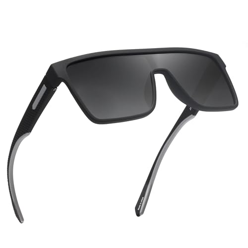 GLINDAR Polarized Flat Top Sunglasses Womens Men, Oversized Square Shield Sports Glasses