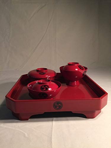 Amazon.co.jp: 骨董 輪島塗膳一式 特別誂え 専用木箱入り 朱色紋入