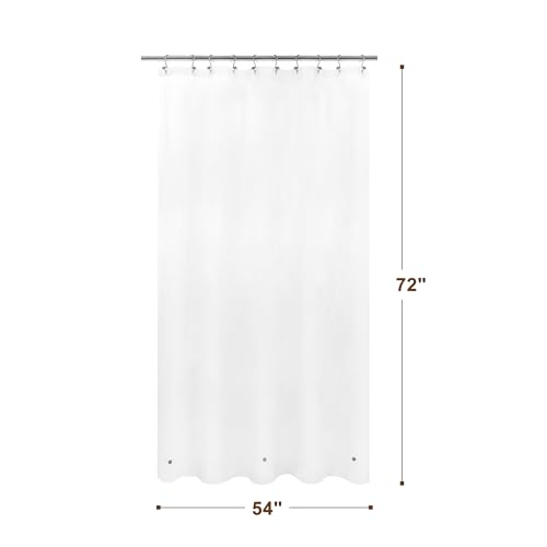 Image of Barossa Design 54 inch x 72 inch Frosted Stall Shower Curtain Liner with 3 Magnets - Waterproof PEVA Shower Liner for Bathroom Stall, PVC Free, Metal Grommets - Frost, 54x72