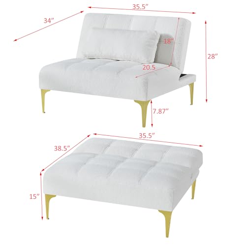 Sillón Futón Plegable Blanco miniatura 2