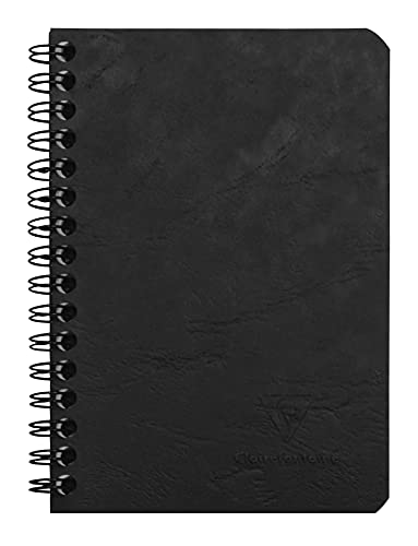 Clairefontaine 785921C Collection Age Bag Un Carnet à Spirale Noir - 9x14 cm - 100 Pages Petits Carreaux - Papier Blanc 90 g - Couverture Carte Lustrée Grain Cuir