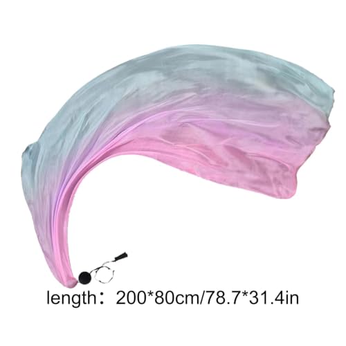 Velo de seda poi multicolor para danza del vientre con cinta gradiente 5