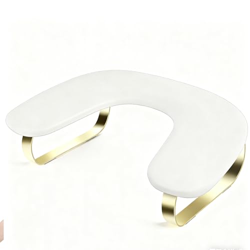 U-shaped Arm Rest for Nails Tech, Nail Arm Rest with Detachable Brackets Microfiber PU Leather Manicure Hand Rest Pillow for Nail Tech Must Haves Manicure Tools (White with Metal Legs) image 4