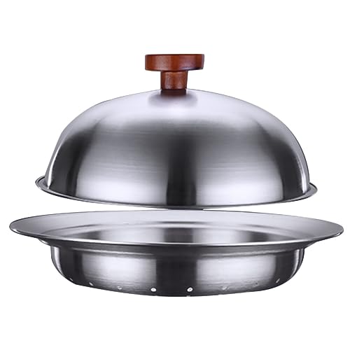 Image of 10.62 Inch Stainless Steel Steamer Plate with Dome Cover, Multifunctional Steaming Plate for Kitchen, Steamed Buns, Fish, and More