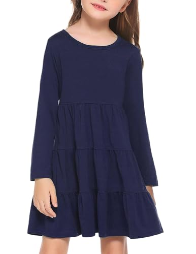 Arshiner Girl Long Sleeve Dress Tiered Ruffle Swing Tunic Shirt Dress