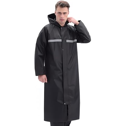 JEVRKAPZ Adults Rain Coats,Reusable Waterproof Long Rain Jacket,Reflective one-piece Raincoat,Waterproof Rain Ponchos with Hoods Cover