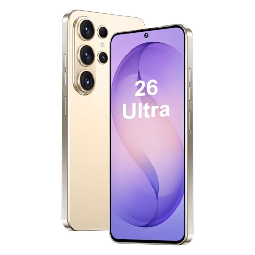 I26 Ultra Unlocked Android Phone 10-core 12GB+512GB Cell Phone 7 inch HD Screen Mobile Phone 108MP+48MP Camera 6800 mAh Extra Large Battery 5G Dual SIM (Titanium Yellow)