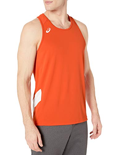 ASICS Men's Team Sweep Singlet, Orange/White, X-Large