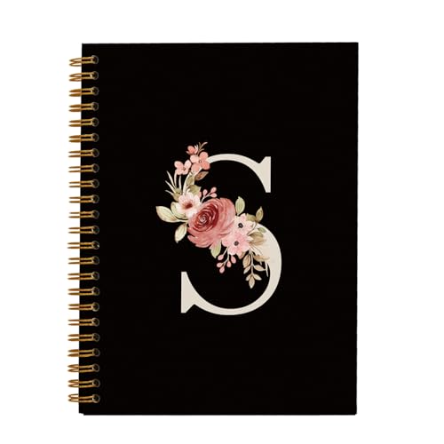 OXW Initial Letter K Notebook, Personalized Gifts, Custom Notebook Journals for Writing, Customized Gifts, Monogrammed Gifts for Women, Black Hardcover Spiral Notebook 5.5 x 8.3