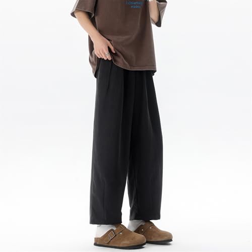 Seidarise Men's Black Baggy Wide Leg Trousers - Comfortable Loose Fit, Minimalist Design, Perfect for Streetwear2