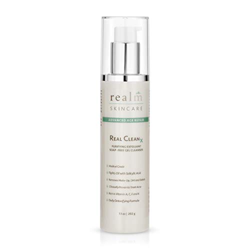 REALCLEAN X Salicylic Acid Exfoliating Acne Cleanser Natural Face Wash, Papaya Enzymes and 7 Botanical Oils, Soap-Free Deep Pore Cleansing Facial Care SA Cleanser for Men and Women 7.1 OZ / 200 ML