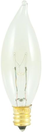 Bulbrite 25CFC/25/3 25-Watt Incandescent Flame Tip CA8 Chandelier Bulb, Candelabra Base, Clear [48 Pack]