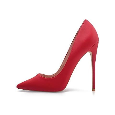 Zhabtuc Pointed Toe Red High Heels Shoes for Women Sexy Stiletto Heels Court Shoes 4.7 Inch/12cm Wedding Party Dress Pump Heels RD-Size 7 UK Cover