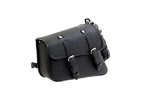 Sturgis Leather Black Swing Arm Side Solo Bag for Motorcycles with Bottle Holder